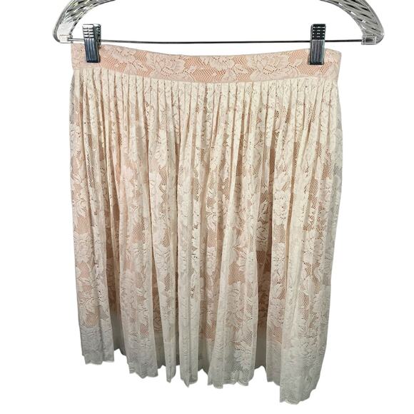 Potter's Pot Cream Lace Pleated Skirt Lined Womens Size S Romantic‎ Feminine New - Picture 1 of 12